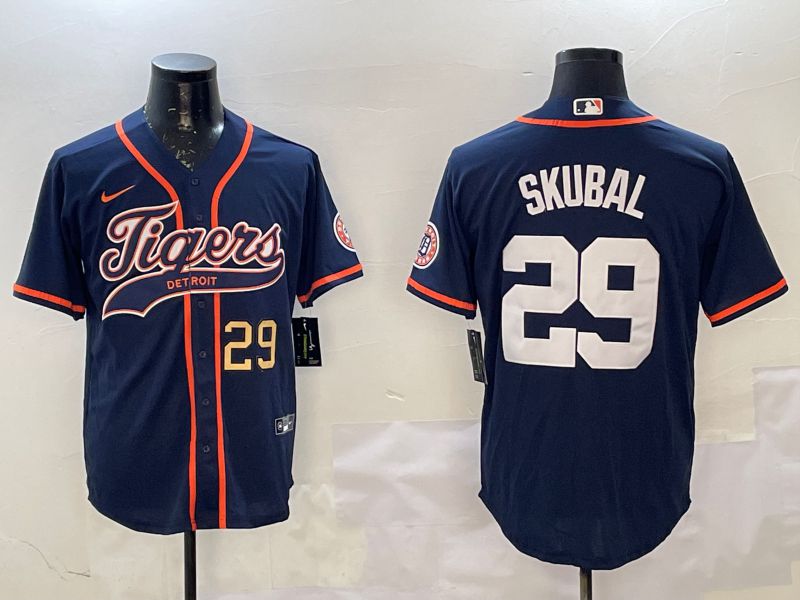 Men Detroit Tigers #29 Skubal Blue Joint Name 2025 Nike MLB Jersey style 4->detroit tigers->MLB Jersey